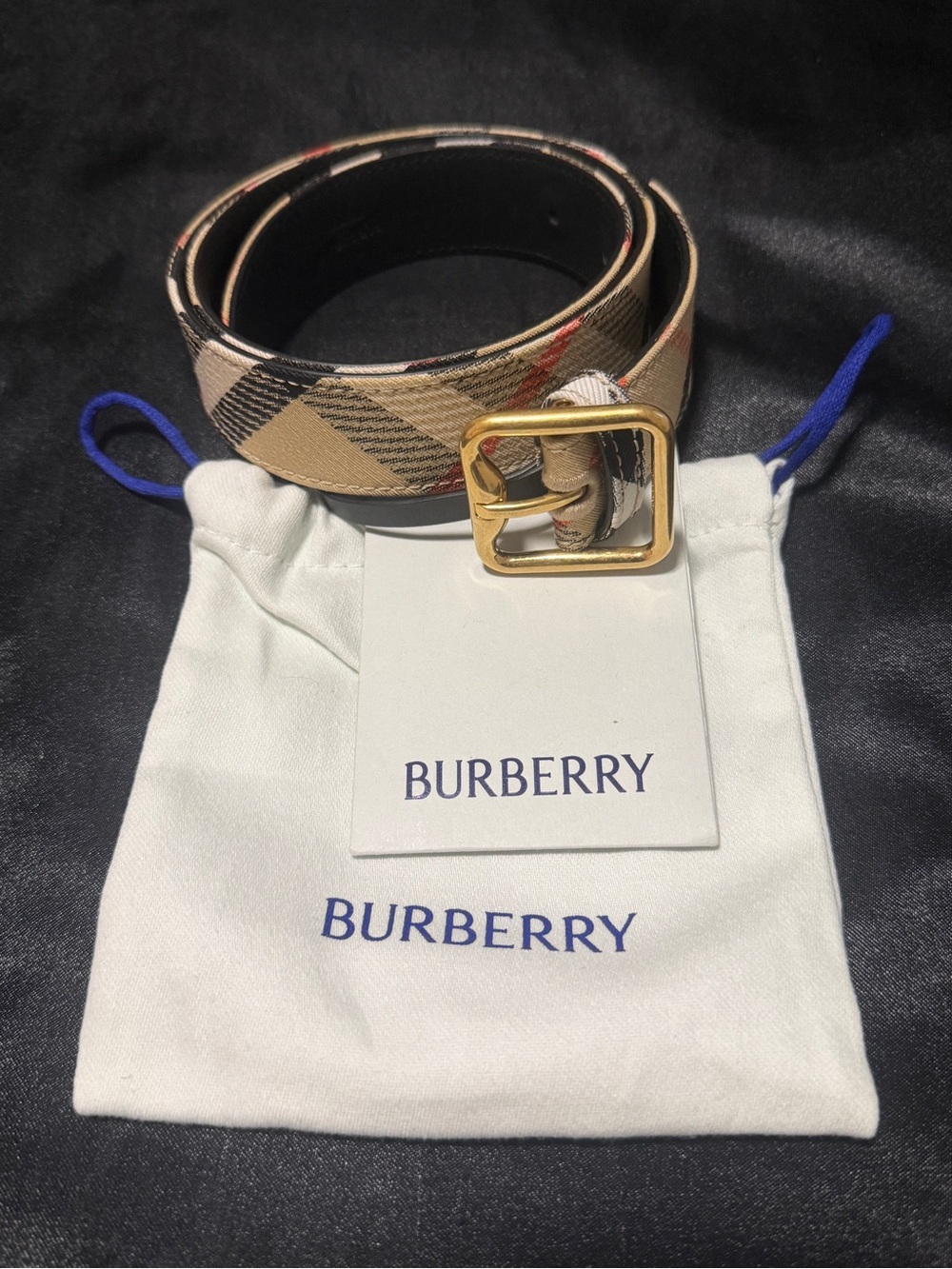 Burberry Check B Buckle Canvas Women’s Belt Size Small